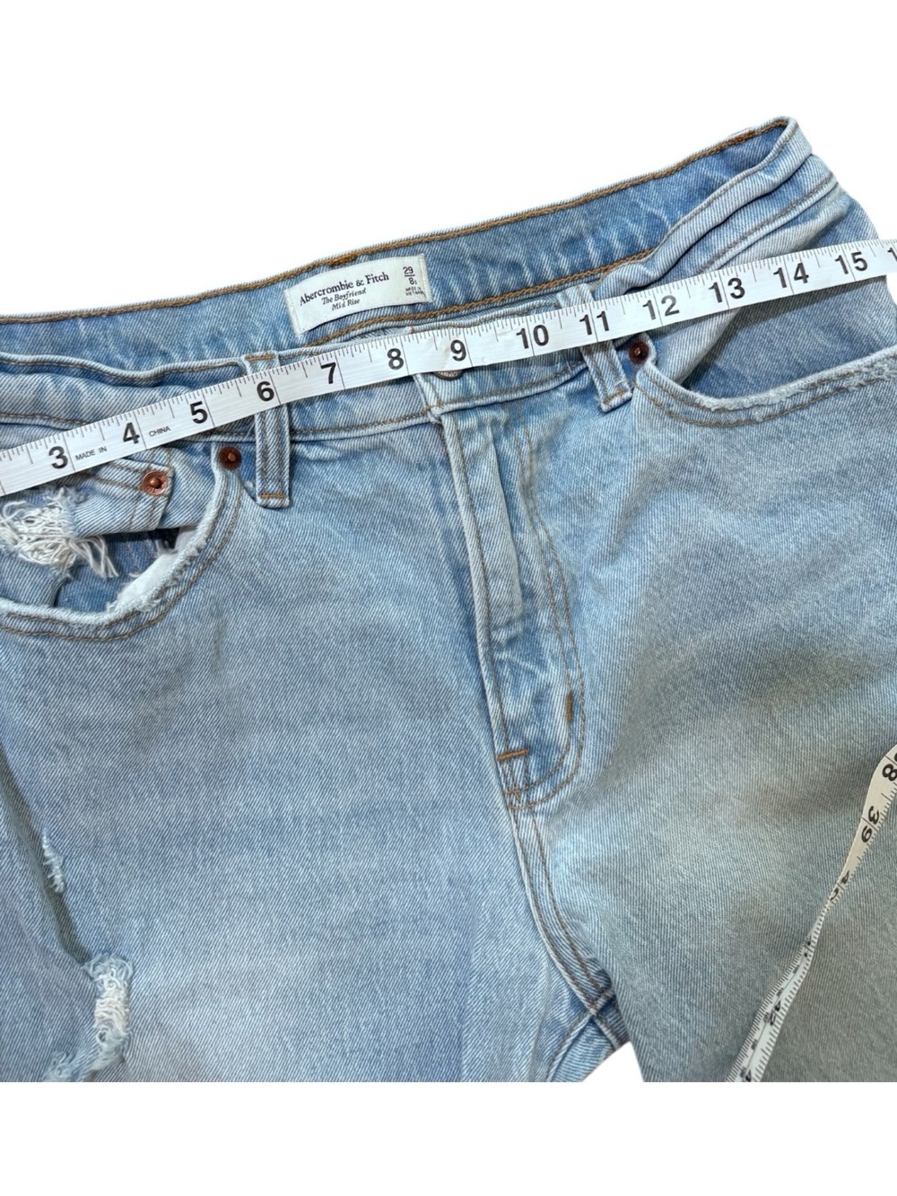 Abercrombie & Fitch Light Blue Distressed Boyfriend Jeans - Picture 5 of 7